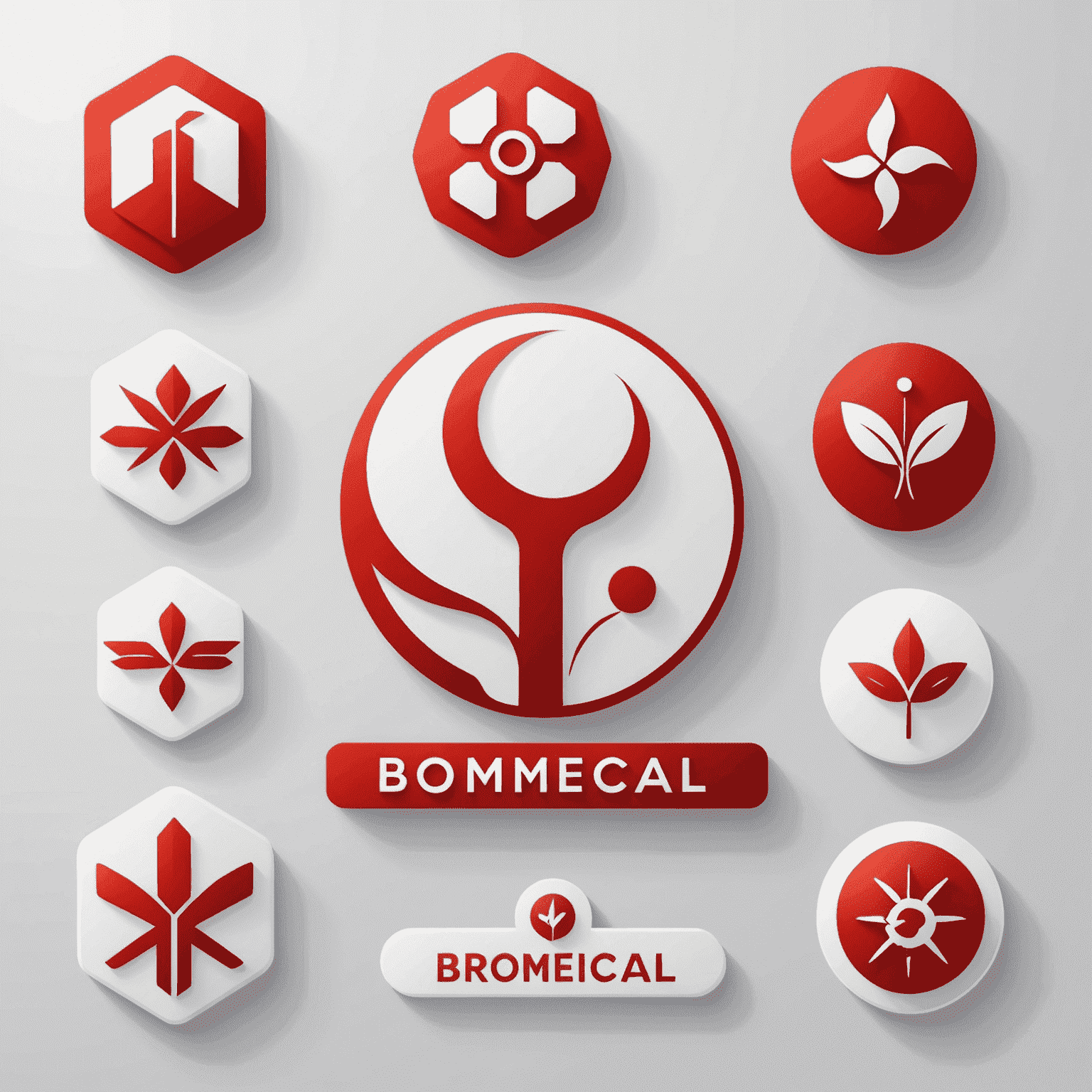 Biomedical company logo in red and white colors