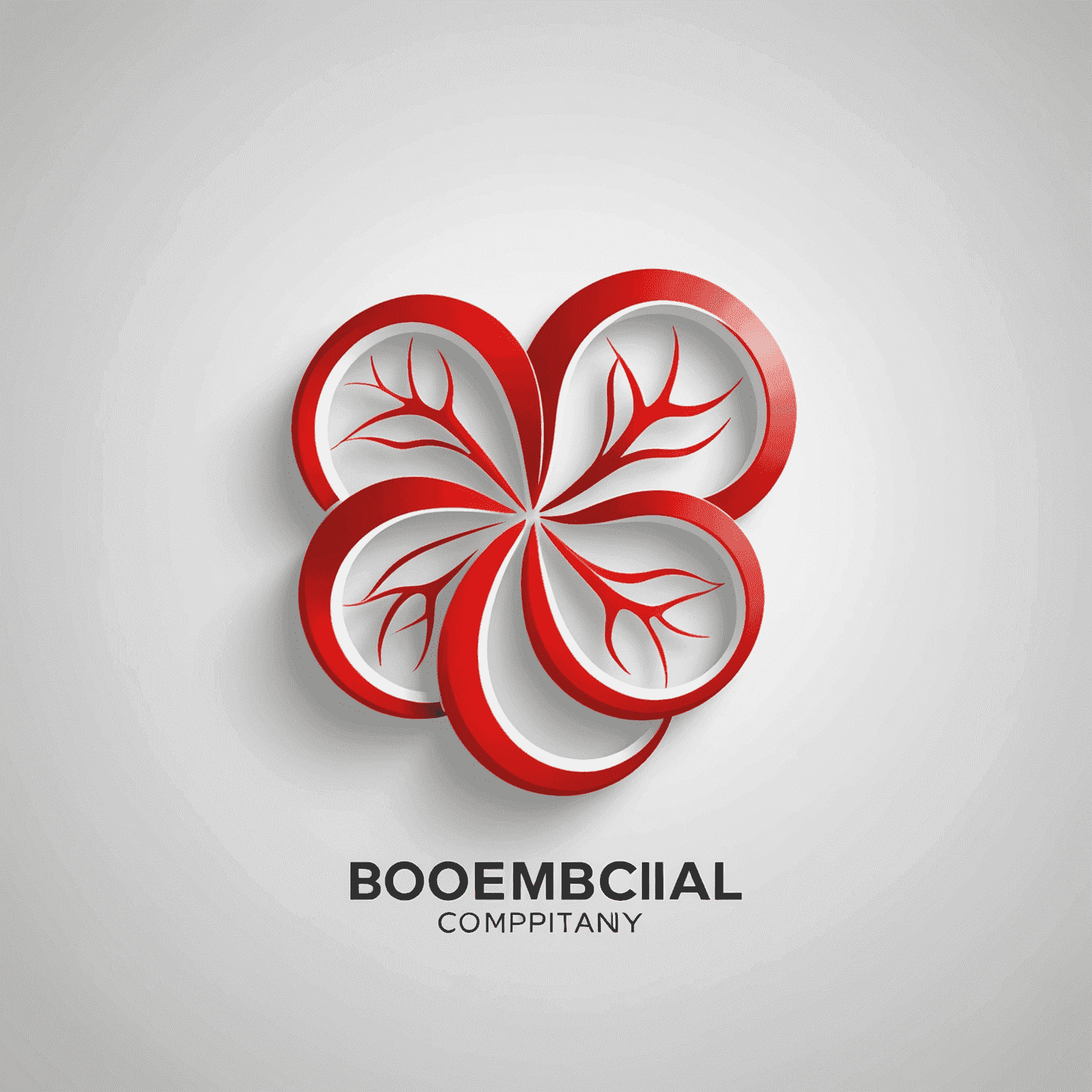 Biomedical company logo in red and white colors