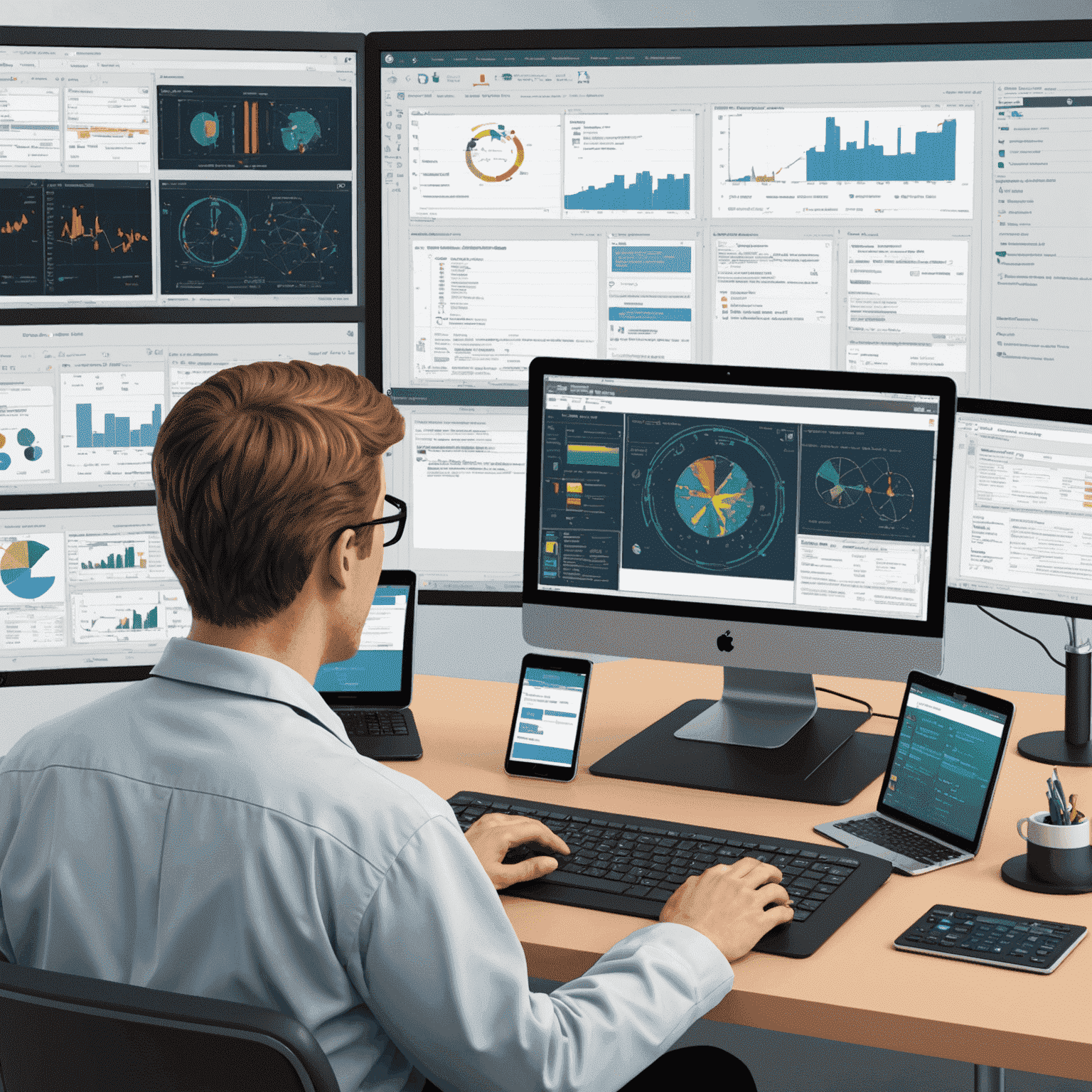 Illustration of custom software being developed for a biomedical organization